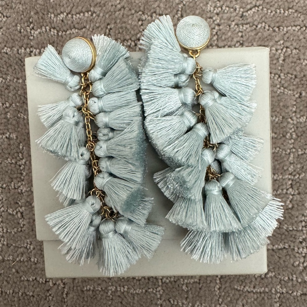 BaubleBar light blue tassle earrings
